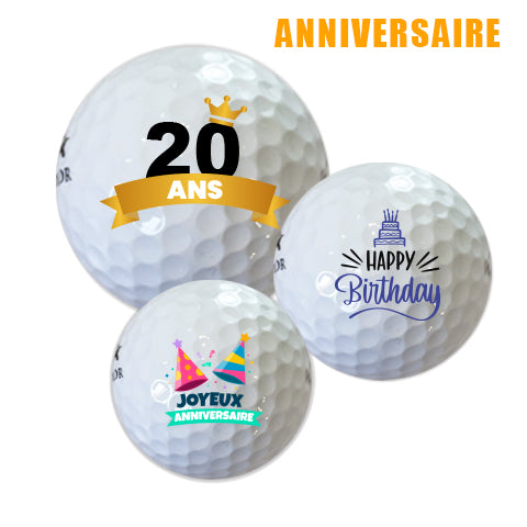 Lot de balles de golf personnalisées Anniversaire