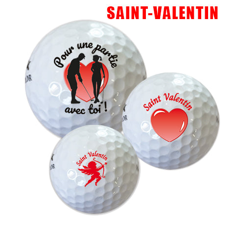 Lot de balles de golf personnalisées Saint-Valentin